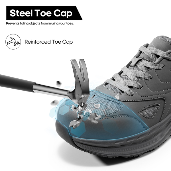Men's Comfortable Steel Toe Work Shoes - GREY - 3